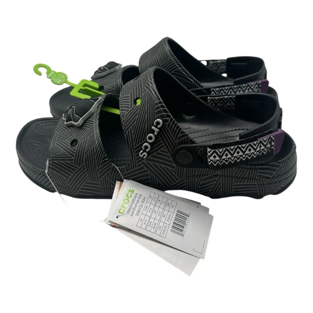 Crocs Classic All-Terrain Black Panther Sandals Mens Sz 13 Marvel Wakanda Slides